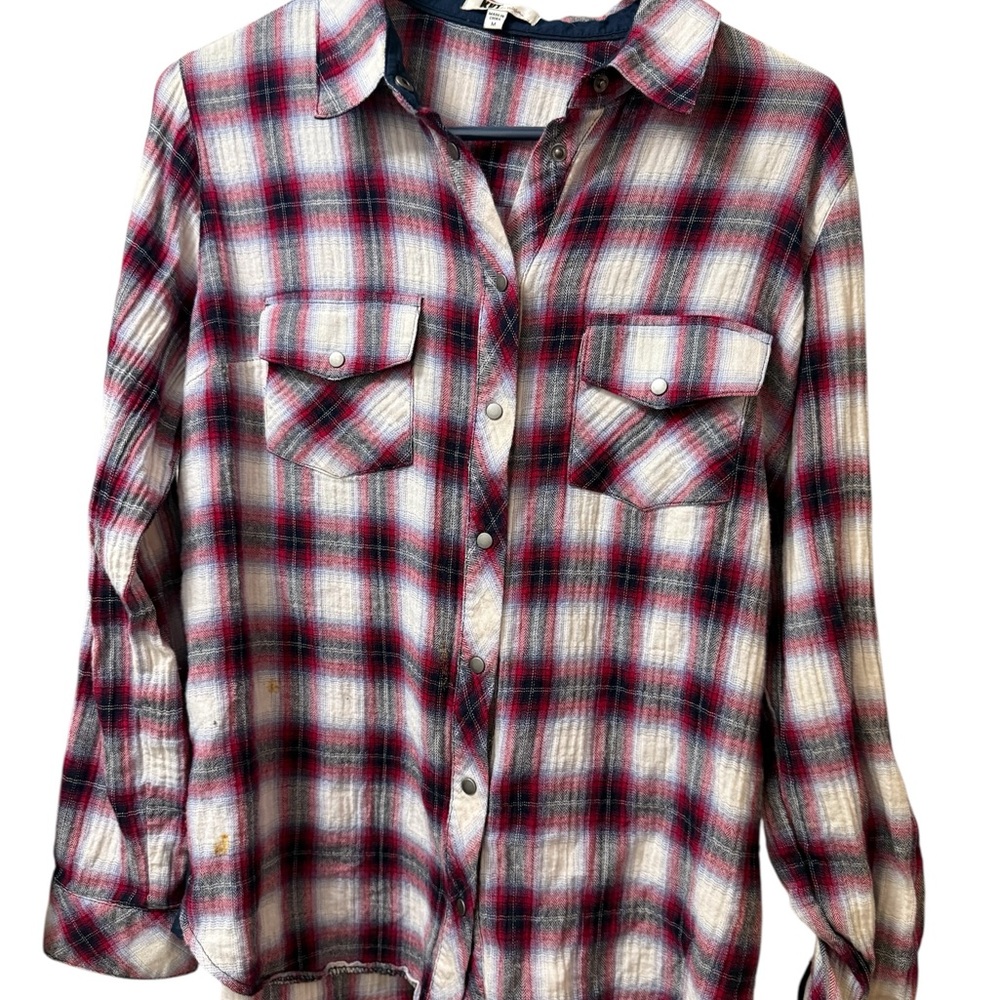 Kut from the Kloth Red and White Plaid Flannel
